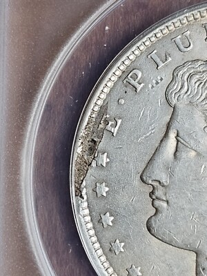 1921 Morgan Silver Dollar Obverse Lamination Delamination Error