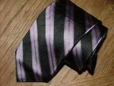 MEN ROBERT TALBOTT TIE 100 SILK HEAVY MADE IN USA BLUE BLACK LILAC STRIPED #0544