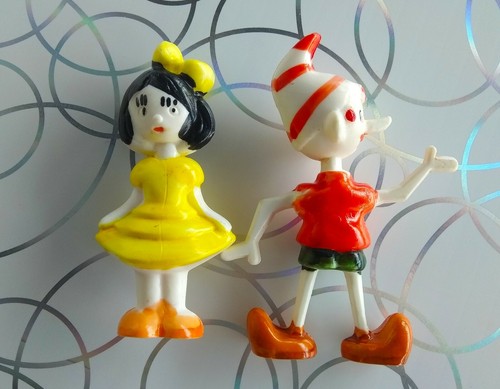 Vintage soviet Toys Set 8 Pinocchio Buratino ussr Gold Key Old Plastic Rare - Picture 6 of 12