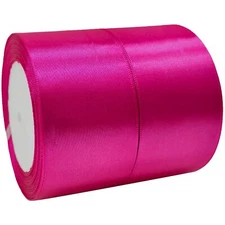 2 Inch Rose Satin Ribbon Roll 50 Yards Single Faced Silk for Gift Wrapping