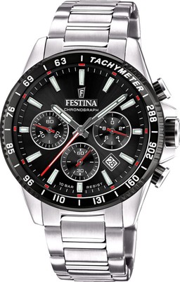 Festina Chronograph F20560-6 Schwarz Edelstahlband 45 mm