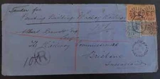 1893 Queensland Australia Cover ties 4X2d S/F stamps Mackay to Brisbane