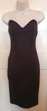 MISSGUIDED Ladies UK8 Black Sleeveless Bandeau Fitted Bodycon Dress 