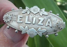 Victorien Argent Sterling Nom Broche H/M 1898 Chester - Eliza Ou Elizabeth