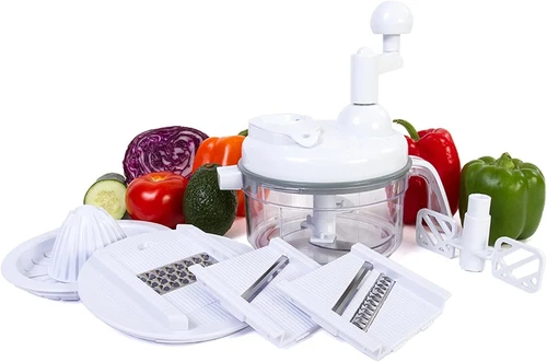 Food Chopper - 7 in 1 Chopper, Mixer, Blender, Whipper, Slicer, White 