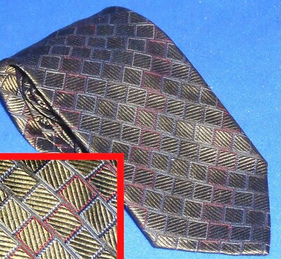 ALTEA  SILK TIE, FRANK STELLA NEW YORK MILANO BRONZE GEO JACQUARD GREEN RED BLUE