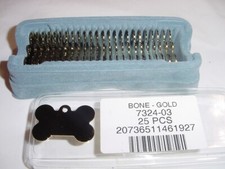 NEW - LOT OF 25 ENGRAVABLE PET I.D. TAGS - GOLD DOG BONES