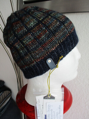 Knitted Beanie Mens Womens REVERSIBLE - Double Hat, Merino + Mohair, Hand Knitted