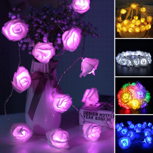 LED Rose Flower Battery Fairy Lights String Wedding Valentine's Day Party Decor