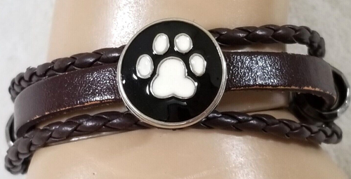 PAW PRINT WHITE 18mm/20mm GINGER SNAP BUTTON POPPER FOR INTERCHANGEABLE JEWELRY - Picture 2 of 4