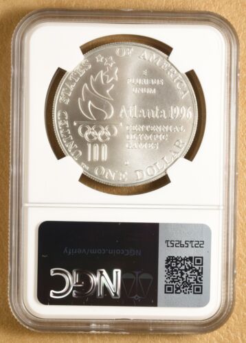 1996 D Olympics Rowing Commemorative Silver Dollar NGC MS69 - Picture 2 of 2