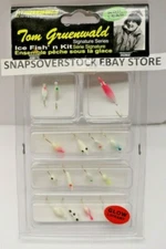 TOM GRUENWALS SIGNATURE SERIES 15-PIECE NON-LEAD GLOW-IN-DARK ICE FISHING JIGS