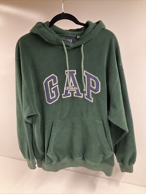 Gap Vintage 1990s Fleece Hoodie Sweatshirt Green Men s M Made In USA