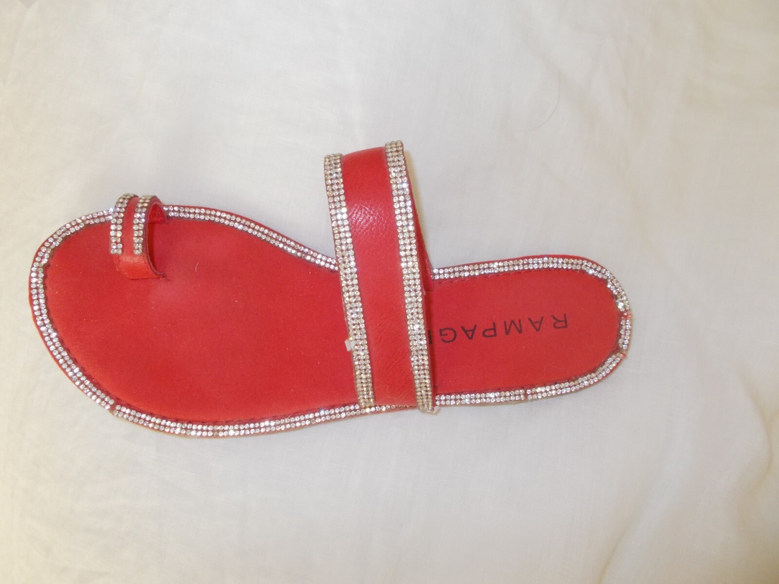 Women Rhinestone Sandals Red Toe Ring Flip Flop Rampage