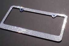 12 Rows White Bling Crystal Rhineston Metal License Plate Framebling Caps