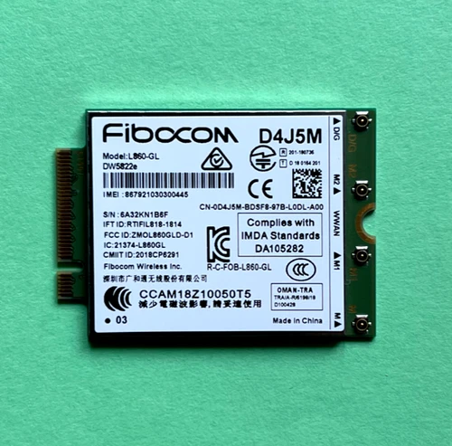 Dell WWAN DW5822e Fibocom Model L860-GL   LTE 1Gbps 4G D4J5M Dell Inspiron7490