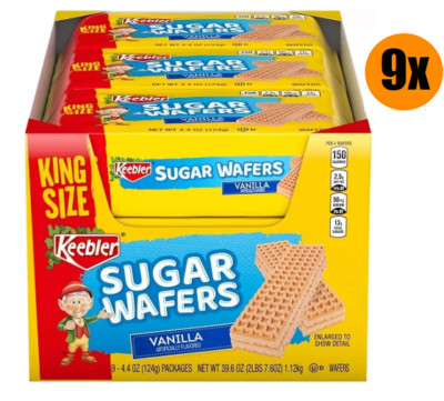 Keebler Vanilla Sugar Wafers, 4.4 oz King Size Bars (9 Pack)