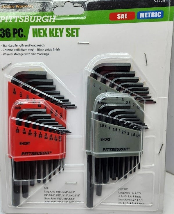 SAE and Metric Long Reach Hex Key Set, 36 piece eBay