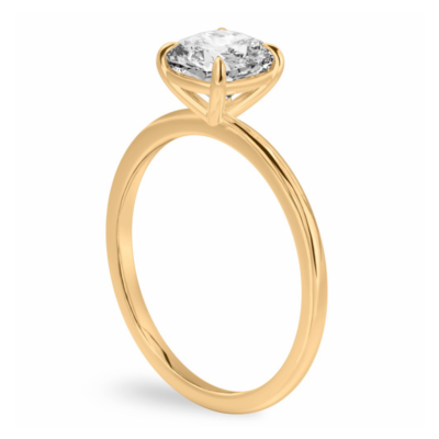 Anello di fidanzamento solario floreale con diamante coltivato Princess Lab da 1 1/2 ct in oro giallo 14 kt, D, VVS Anello di fidanzamento solario floreale con diamante coltivato Princess Lab da 1 1/2 ct in oro giallo 14 kt, D, VVS