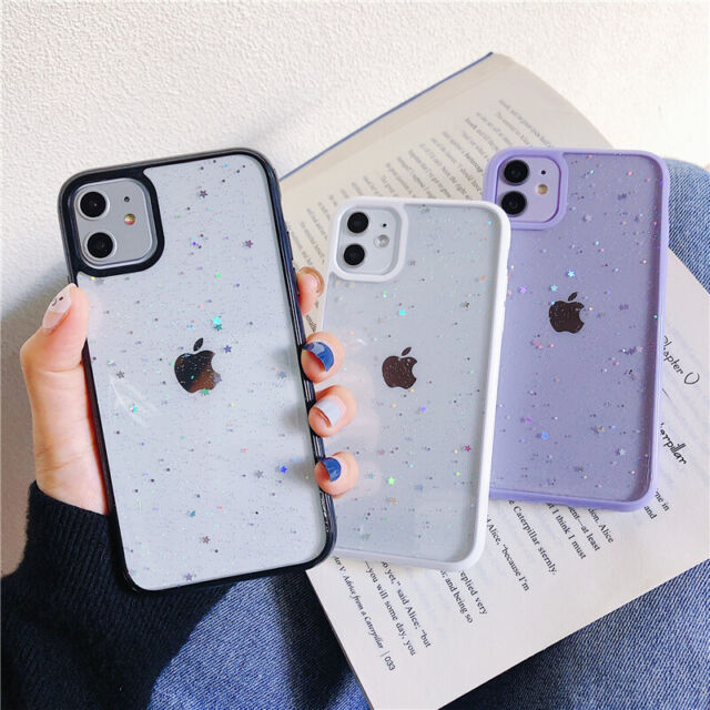For iPhone 14 13 Pro Max 12 11 XS XR 8 Glitter Star Shockproof Clear Case Cover