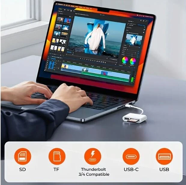 PHONE + Mac Book USBC SD Card Micro SD TF Card Reader Adapter  2 Pack - Image 3 of 4