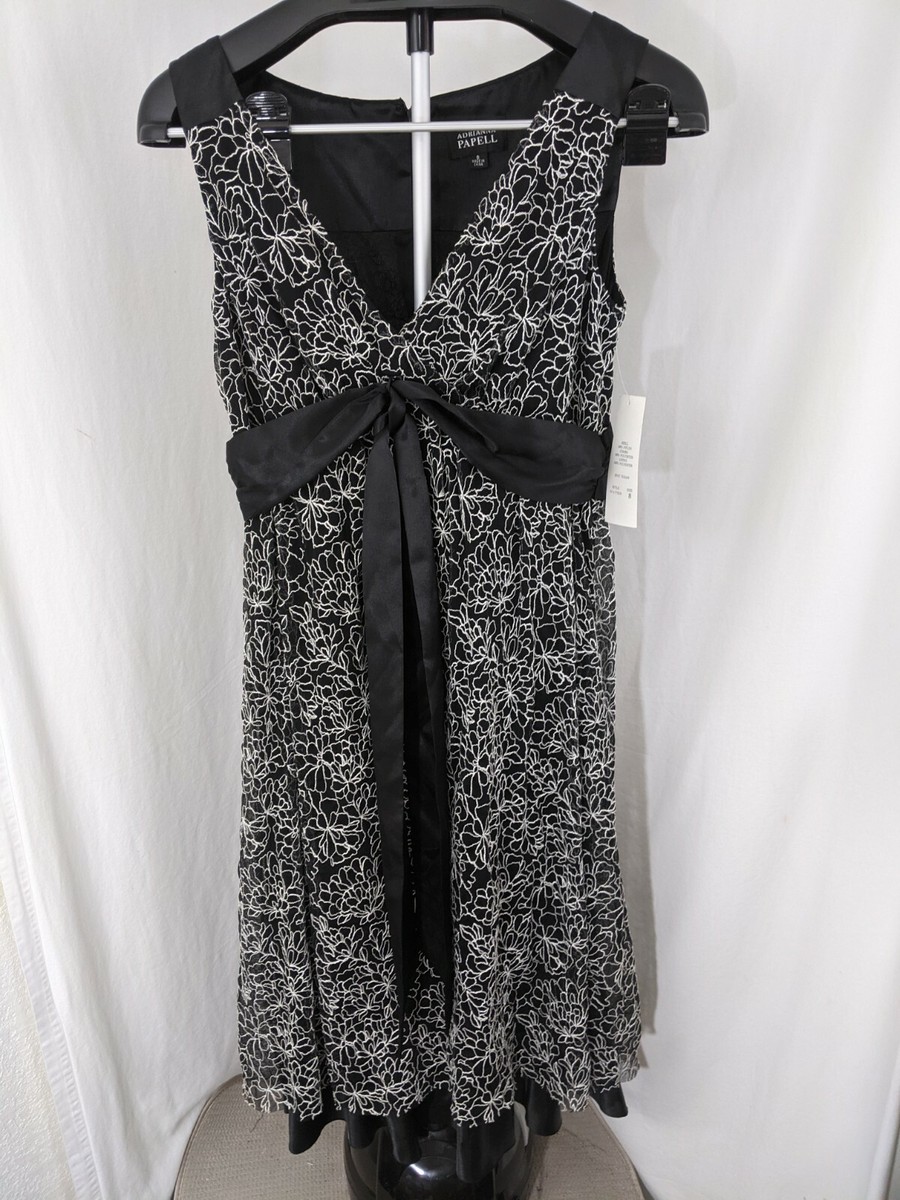 adrianna papell empire waist dresses NWT VTG Black White Floral Belted Dress SZ 8 Wedding attire Flavor (Eggless):Dark Chocolate Hazelnut girls birthday gift Luxury Real Leather Blazer Crafted from mikado fabric