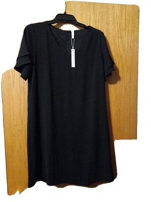 QIXING Womens Loose Mini Dress V-Neck Bell Short Sleeve Shift Dress Size 8  Med | eBay
