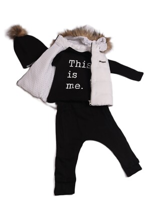 4-teiliges Set Baby Jungen Mädchen Sweatshirt Oberteile Hose wattierte Weste 
