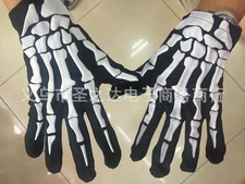 Adult Halloween Party Skeleton Skull Full Finger Short Gloves Cosplay Mittens