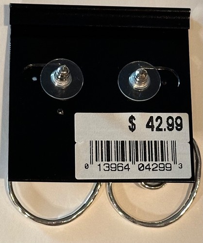 WHITE HOUSE BLACK MARKET Silver Tone Double Hoop Dangle/Drop Earrings NEW - Picture 5 of 5