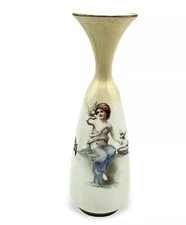 Antique Porcelain Bud Vase DOULTON BURSLEM 1886 Victorian Birds 7”🔥!SALE!🔥