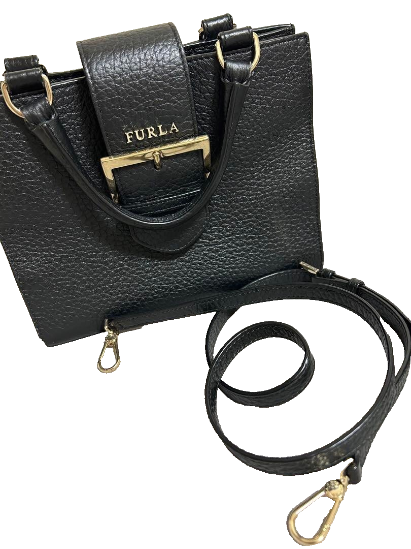 FURLA 2WAY バッグ FURLA 2way Logo Buckle Design Hand Tote Crossbody Bag Women Black