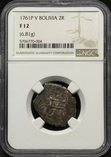 1761 BOLIVIA Silver 2 REALES NGC F-12