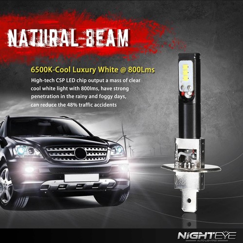 NIGHTEYE H1 LED Fog Light Driving DRL Bulbs 160W 6000K Super Bright White 5530 - Picture 4 of 10