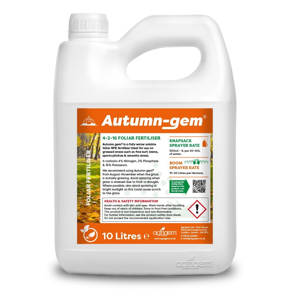 Autumn-Gem Liquid Foliar Lawn, Turf & Grass Fertiliser - FEED YOUR GRASS 4-2-16