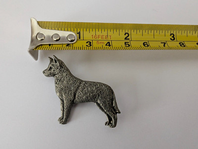 Signed Brooch Dog Shephard Signed C Johnson 1996 Pewter Cute