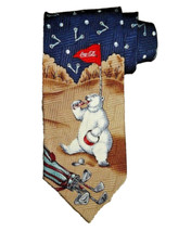 Coca Cola Mens 100 Silk Classic Polar Bear Golf Neckware Tie