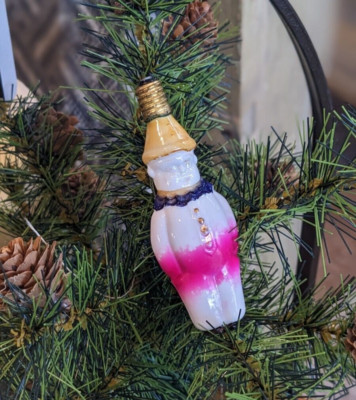 Vintage Milk Glass Clown Figural Light Bulb Ornament- Japan
