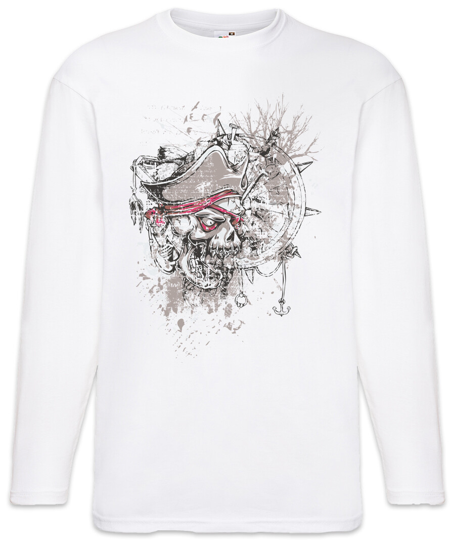 ALTRA T shirt manica lunga capitano pirata teschio e ruota nautica marinaio pirati vela