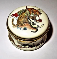 HALCYON DAYS ENAMEL BOX - CATS & A KNITTING BASKET - KITTENS - NEIMAN MARCUS