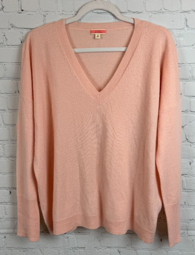 J.CREW Rosa 100% Cachemira Cuello en V Tejido Suéter Grande Pullover S Nuevo sin Etiquetas