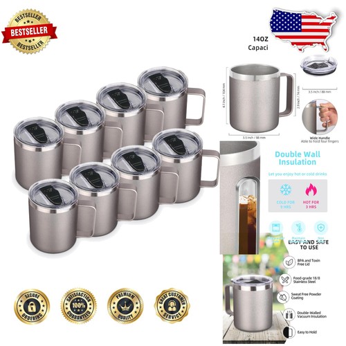 Reusable Stainless Steel Coffee Mugs with Leakproof Lid - Ideal for Gifting