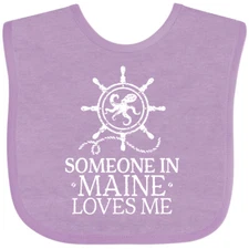 Inktastic Someone In Maine Loves Me Baby Bib Somebody Grandkids Grandparents Hws