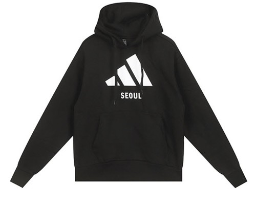 Adidas Uomo SEOUL Felpa con Cappuccio Camicie Run Nero Casual T-shirt Maglietta JE2727 - Foto 3 di 8