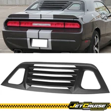 Fits 08-23 Dodge Challenger Ikon V2 Rear Window Louver Cover Unpainted Black ABS