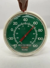 Vtg Wolfschmidt Genuine Vodka Round Wall Plastic Thermometer Advertising As Is