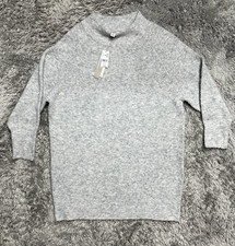 NWT Topshop Size US 0-2 Oversize Long Sleeve Mini Sweater Dress Grey MSRP $75