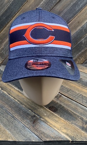 NWT! NFL Chicago Bears New Era 39thirty Baseball Cap Hat Men’s M/L Blue/Orange - Picture 4 of 9