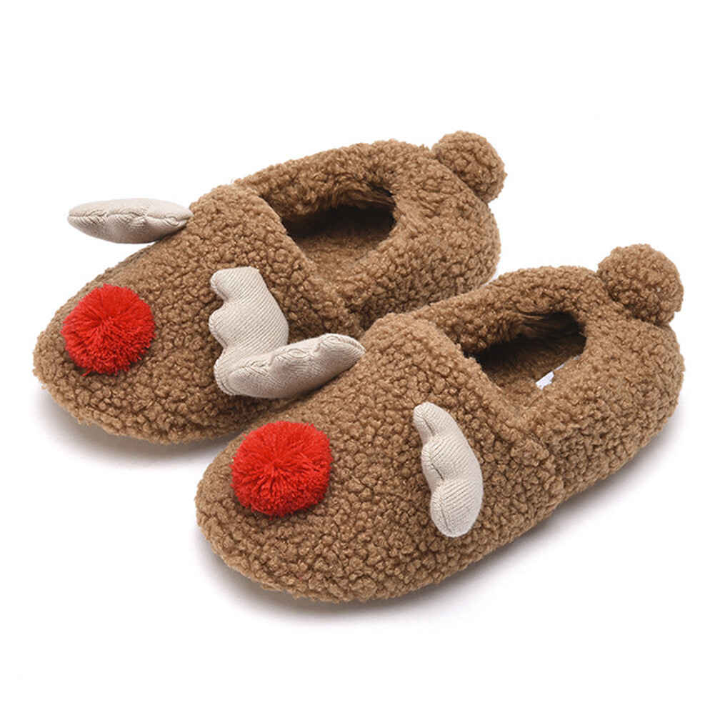 SAOLA Pantofole Peluche Alce di Natale Suola Morbida Pantofole Famiglia Antiscivolo per Bambini Adulti