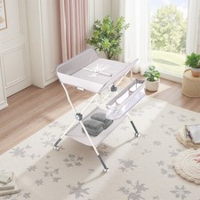 Foldable Baby Changing Table Infant Diaper Changing Station with Wheels & Shelf
